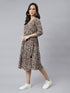 Brown Pure Cotton Floral Printed Angrakha Dress